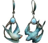Pendientes de Pájaro Azul de la Libertad, hechos a mano, con esmalte, colgantes de colibrí. Bonitos pendientes colgantes de colibrí. Joyas ligeras, hipoalergénicas, para mujer.
