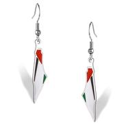 Pendientes de palestina para mujer diseño de mapa de Palestina bandera del país aretes colgantes de acero inoxidable joyería patriótica regalos de recuerdo de Judaica amigos (Plata)
