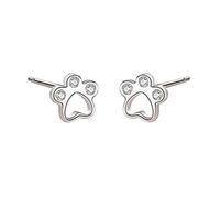Pendientes de pata de circonita cúbica para mujeres y niñas, plata de ley 925 con circonita cúbica, pequeños aretes de tuerca para tragus, gato, cachorro, perro, aretes hipoalergénicos, regalo para