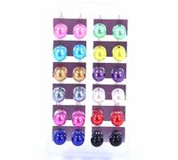 Pendientes de pata de perro, 12 pares de pendientes redondos de perlas para mujer, color negro brillante, talla única, Plástico, Sin piedra preciosa