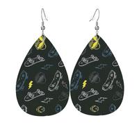 Pendientes de patineta de graffiti para mujer, aretes de gota de estrella festiva, joyería colgante elegante para celebraciones, One Size, Cuero