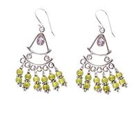 Pendientes de peridoto de amatista de 6 x 4 mm, 4 mm, cabujón redondo, plata de ley 925, aretes colgantes de gema púrpura y verde, joyería inspirada en la naturaleza, regalo hecho a mano para mujeres