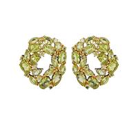 Pendientes de peridoto hechos a mano de plata de ley 925 con piedras preciosas, chapado en oro y rodio negro, joyería de graduación, 3x5mm, 2.5x5mm, Plata de ley, Peridoto