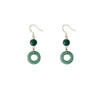 Pendientes de perlas bola de jade verde, pendientes colgantes para mujer peine y pendientes de plata, talla única, Piedra natural, Sin piedra preciosa