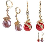 Pendientes de perlas chapados en oro con forma de serpiente, pendientes góticos con forma de serpiente de oro, pendientes de perlas retro con forma de serpiente para mujer