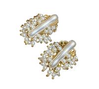 Pendientes de perlas con diseño artístico exagerado, textura de aleación, adecuados para mujeres jóvenes, aretes de aleación de varios eventos, One Size, como se describe, como se describe