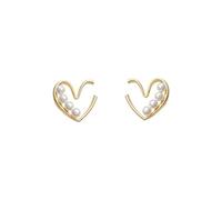Pendientes de perlas con forma de corazón de plata 925 y aguja hueca, pendientes de personalidad de metal