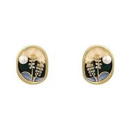 Pendientes de perlas con tachuela, estilo vintage, pintura al óleo de jardín para mujer; joyería francesa floral esmaltada para las orejas; regalo ideal para cumpleaños y San Valentín