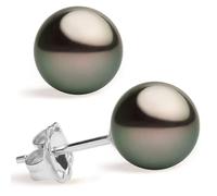 Pendientes de Perlas Cultivadas Tahiti Negras Redondas de 8-8,5 mm SECRET & YOU - Pendientes de mujer de Plata de Ley