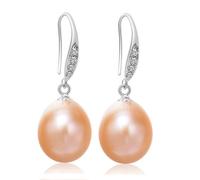 Pendientes de perlas de agua dulce naturales genuinos de 9-10 mm S925 Pendientes de caída retro para mujeres hechas en China