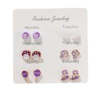 Pendientes de perlas de cristal, juego de 6 pares de pendientes de aro de oro para mujer, cadena gruesa abierta, paquetes de pendientes para cumpleaños, joyería de moda o pendientes de Alemania, talla
