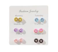 Pendientes de perlas de cristal, juego de 6 pares de pendientes de aro de oro para mujer, cadena gruesa abierta, paquetes de pendientes para cumpleaños, joyería de moda o pendientes de Alemania, talla