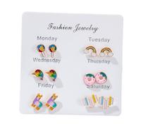 Pendientes de perlas de cristal, juego de 6 pares de pendientes de aro de oro para mujer, cadena gruesa abierta, paquetes de pendientes para cumpleaños, joyería de moda o pendientes de Alemania, talla
