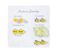 Pendientes de perlas de cristal, juego de 6 pares de pendientes de aro de oro para mujer, cadena gruesa abierta, paquetes de pendientes para cumpleaños, joyería de moda o pendientes de Alemania, talla