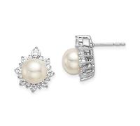 Pendientes de perlas de oro de 14 quilates con diamantes cultivados en laboratorio SI1/SI2, GHI, FWC, joyería para mujer