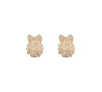 Pendientes de Perlas de Oro para Mujer, Pendientes de Declaración con Acento de Cristal, Joyería Floral Romántica con Diseño de Lazo para Uso Diario