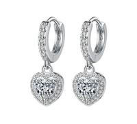 Pendientes de perlas de plata 925, juego de pendientes europeos y americanos de moda de cobre incrustado con circonita para mujer, juego de 3 pendientes de plata, talla única, Cobre, Sin piedra