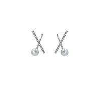 Pendientes de perlas geométricas de cruz básica y europea y americana, exquisitos aretes de diosa profesionales