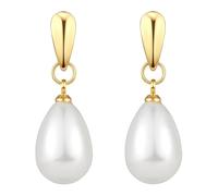 Pendientes de perlas ligeros chapados en oro de 14 quilates, joyería de moda, aretes de aro de lágrima para mujer, aretes de gota de perla, joyería elegante para regalos