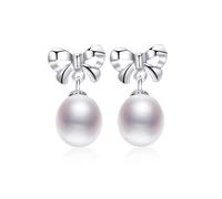 Pendientes de perlas naturales de 8-9 mm Culturados Pendientes S925 Pendientes de mariposa/caída para mujeres hechas en China