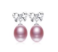Pendientes de perlas naturales de 8-9 mm Culturados Pendientes S925 Pendientes de mariposa/caída para mujeres hechas en China