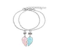 Pendientes de perlas para mujer, pulseras de distancia para mejor amiga, para 2 pulseras, talla única, Metal, No es una piedra preciosa