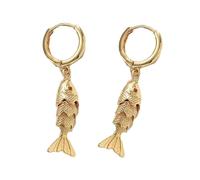 Pendientes de pez únicos que simbolizan vigor y agilidad, anillos colgantes de cobre resistente para un uso cómodo, As show, Cobre