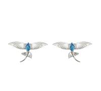 Pendientes de pez volador con aquamarina y circonita, diseño minimalista y fresco, originales, elegantes y llenos de vivacidad