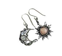 Pendientes de piedra de luna retro-pendientes colgantes de sol y luna, pendientes asimétricos únicos de Boho, personalizar accesorios de joyería para mujeres
