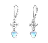 Pendientes de piedra lunar de plata de ley con diseño de dragón, perezoso, perro, gato, tortuga, pendientes colgantes de piedra lunar, aretes de lágrima, regalos de joyería para mujer, 1, Plata de