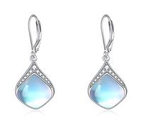 Pendientes de piedra lunar de plata de ley con filigrana irlandesa celta en forma de lágrima de piedra lunar, joyería regalos para mujeres (pendientes de piedra lunar E)