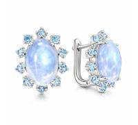 Pendientes de piedra lunar o labradorita para mujer, plata 925, topacio azul, piedras preciosas, pendientes colgantes joyas