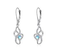 Pendientes de Piedra Lunar Plata de ley Infinito Corazón Piedra Lunar Pendientes Colgantes Joyas de Celtas Irlandesas Regalos para Mujeres Adolescentes Niñas