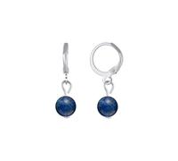 Pendientes de piedra natural curativa para mujer, piedra lunar turquesa de cristal real, lapislázuli, amatista, bola de obsidiana negra, aretes colgantes de aro para mujer, Medio, Acero inoxidable