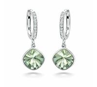 Pendientes de piedra preciosa tallada de fantasía de plata 925 con circonita Pavé Huggie pendientes de aro minimalista fiesta ocasión regalo, Lengte : 3.1 cm // Breedte : 1.2 cm, Plata de ley, Cuarzo