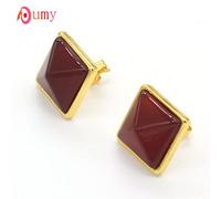 Pendientes de piedra turquesa verde ágata de cuarzo de cristal natural pendientes de tuerca de pirámide cuadrada joyería de mujer, ónix