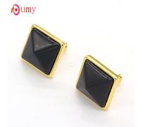 Pendientes de piedra turquesa verde ágata de cuarzo de cristal natural pendientes de tuerca de pirámide cuadrada joyería de mujer, ónix negro