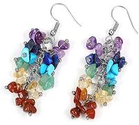 Pendientes de piedras naturales para mujer, pendientes de gancho largos de cristal Practical Treatment