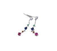 Pendientes De Piedras Naturales Plata,Pendientes Colgantes Largos De Plata De Ley 925, Pendientes De Tuerca Con Borla De Circón Colorido, Pendientes Para Mujer, Pendientes Hipoalergénicos, Uso Dia