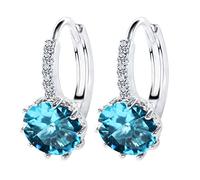 Pendientes de piedras preciosas de joyería de plata 925 de moda de estilo opcional para mujeres Gotas de oreja de estilo corto con fiesta de circón de 10 mm Azul marino