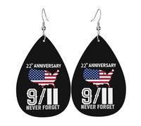 Pendientes De Piel 22º Aniversario Del 11-S: Nunca Olvidaremos Textura Ligera De Lujo Pendientes De Piel Para Mujer Para Vida Cotidiana 2 Pares