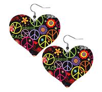 Pendientes De Piel Arcoíris Paz Amor Corazón Flores Decoración De Ropa Aretes De Lujo Textura Ligera De Lujo Para Adecuados Para Fiestas Decoración De Ropa