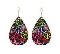 Pendientes De Piel Arcoíris Paz Amor Corazón Flores Textura Ligera De Lujo Pendientes De Piel Textura De Lujo Ligera Para Vida Cotidiana Decoración De Ropa