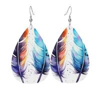 Pendientes De Piel Arte Abstracto De Acuarela Con Plumas De Animales Modernos Aretes De Lujo Textura De Lujo Ligera Para Adecuados Para Fiestas Vacaciones