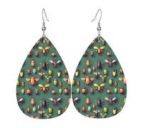 Pendientes de piel Atlas de insectos. Elegante forma de lágrima, perfectos para mujeres y una gran opción decorativa para fiestas y vacaciones.