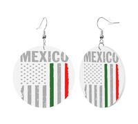 Pendientes De Piel Bandera De México Modernos Aretes De Lujo Para Vida Cotidiana Decoración De Ropa