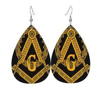 Pendientes De Piel Bandera Estadounidense Arte Masónico Caridad Símbolo Textura De Lujo Ligera Aretes De Cuero Con Forma De Lágrima Decoración De Ropa Para Decoración De Ropa Vida Cotidiana