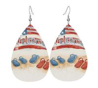 Pendientes De Piel Bienvenidos A América Y Las Chanclas Rojas Y Azules Decoración De Ropa Aretes De Lujo Textura Ligera De Lujo Para Decoración De Ropa Vida Cotidiana