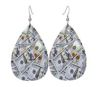 Pendientes De Piel Billetes De Cien Dólares Pendientes De Piel Textura De Lujo Ligera Para Vida Cotidiana Decoración De Ropa