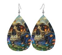 Pendientes De Piel Bosques De Setas Calavera Fantasías De Mariposas Magia Natural Decoración De Ropa Pendientes De Piel Para Mujer Para Decoración De Ropa 2 Pares